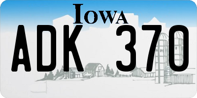 IA license plate ADK370