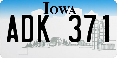 IA license plate ADK371