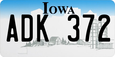 IA license plate ADK372