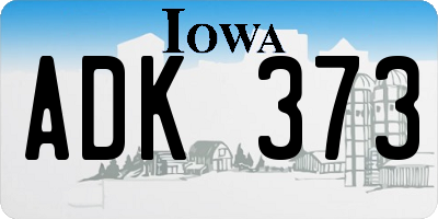 IA license plate ADK373