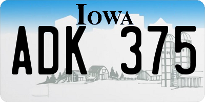 IA license plate ADK375