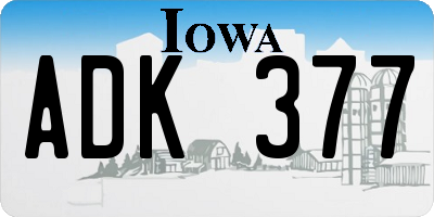 IA license plate ADK377