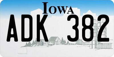 IA license plate ADK382