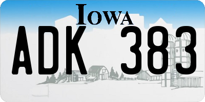 IA license plate ADK383