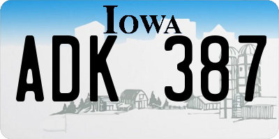 IA license plate ADK387