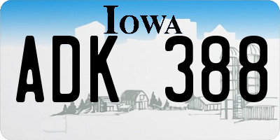 IA license plate ADK388