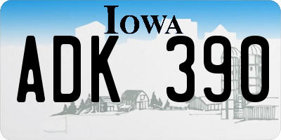 IA license plate ADK390