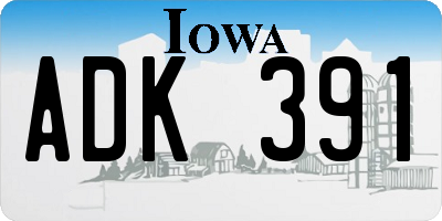 IA license plate ADK391