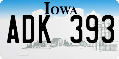 IA license plate ADK393