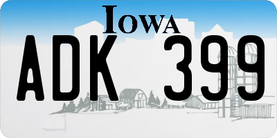 IA license plate ADK399