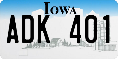 IA license plate ADK401