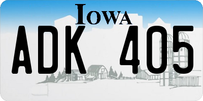 IA license plate ADK405