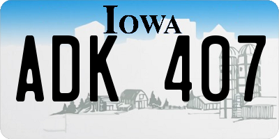 IA license plate ADK407