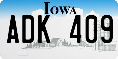IA license plate ADK409