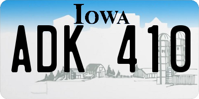 IA license plate ADK410