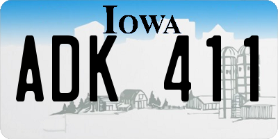 IA license plate ADK411