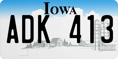 IA license plate ADK413