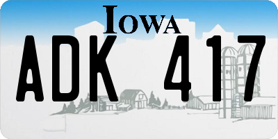 IA license plate ADK417