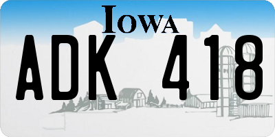IA license plate ADK418