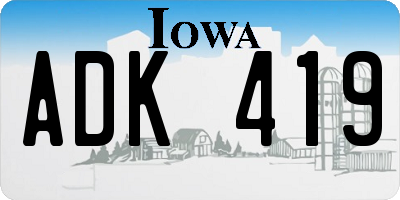 IA license plate ADK419