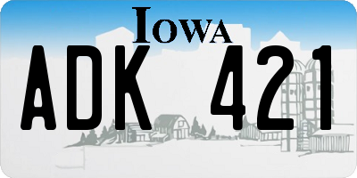 IA license plate ADK421