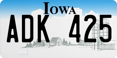 IA license plate ADK425
