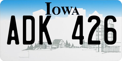 IA license plate ADK426