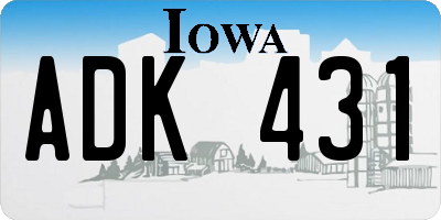 IA license plate ADK431