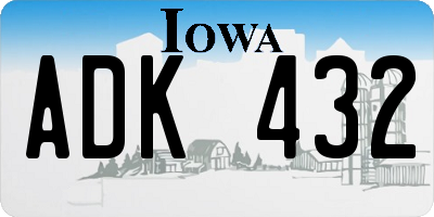 IA license plate ADK432