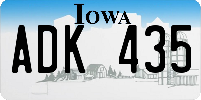 IA license plate ADK435