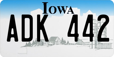 IA license plate ADK442