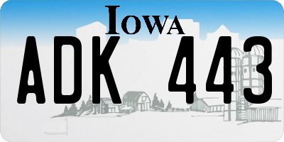 IA license plate ADK443