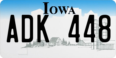 IA license plate ADK448
