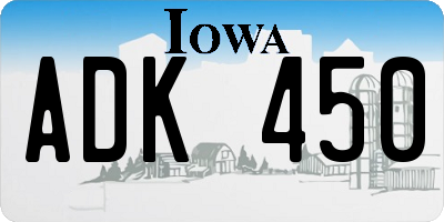 IA license plate ADK450