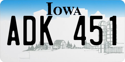 IA license plate ADK451