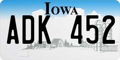 IA license plate ADK452