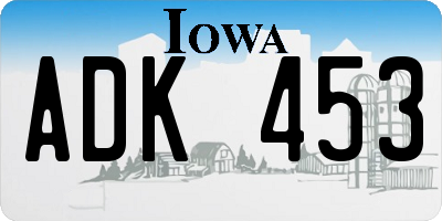 IA license plate ADK453