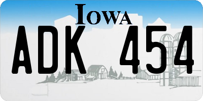 IA license plate ADK454