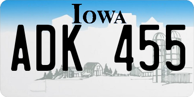 IA license plate ADK455