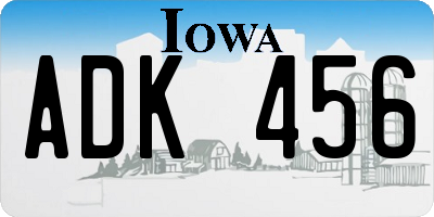 IA license plate ADK456
