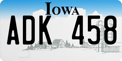 IA license plate ADK458