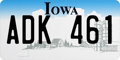 IA license plate ADK461