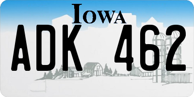IA license plate ADK462