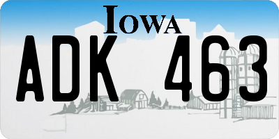 IA license plate ADK463