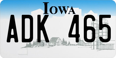 IA license plate ADK465
