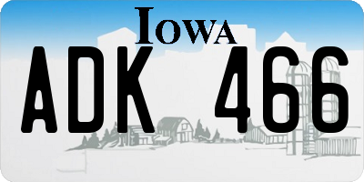 IA license plate ADK466