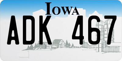 IA license plate ADK467