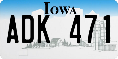 IA license plate ADK471