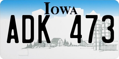 IA license plate ADK473