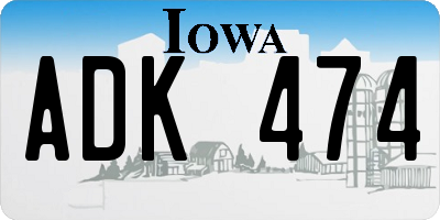 IA license plate ADK474
